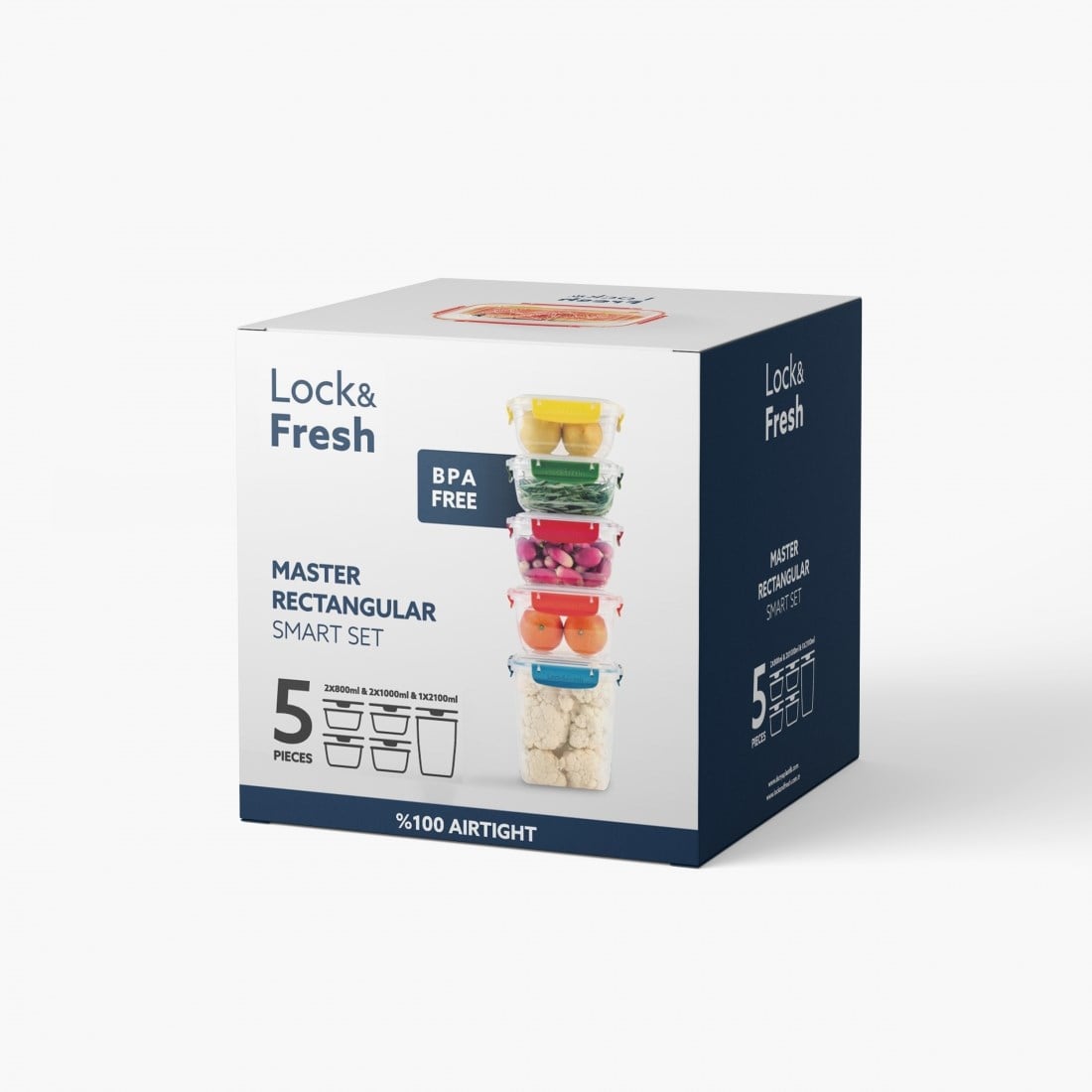 Dikdörtgen Master Smart Set ( 2x800 ml, 2x1000 ml, 2x2100 ml )