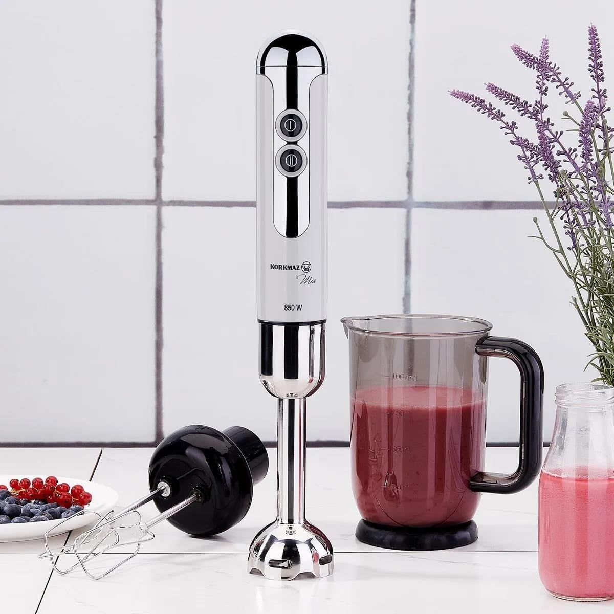 KORKMAZ A447-14 Mia Mega Blender Set Vanılya/Krom