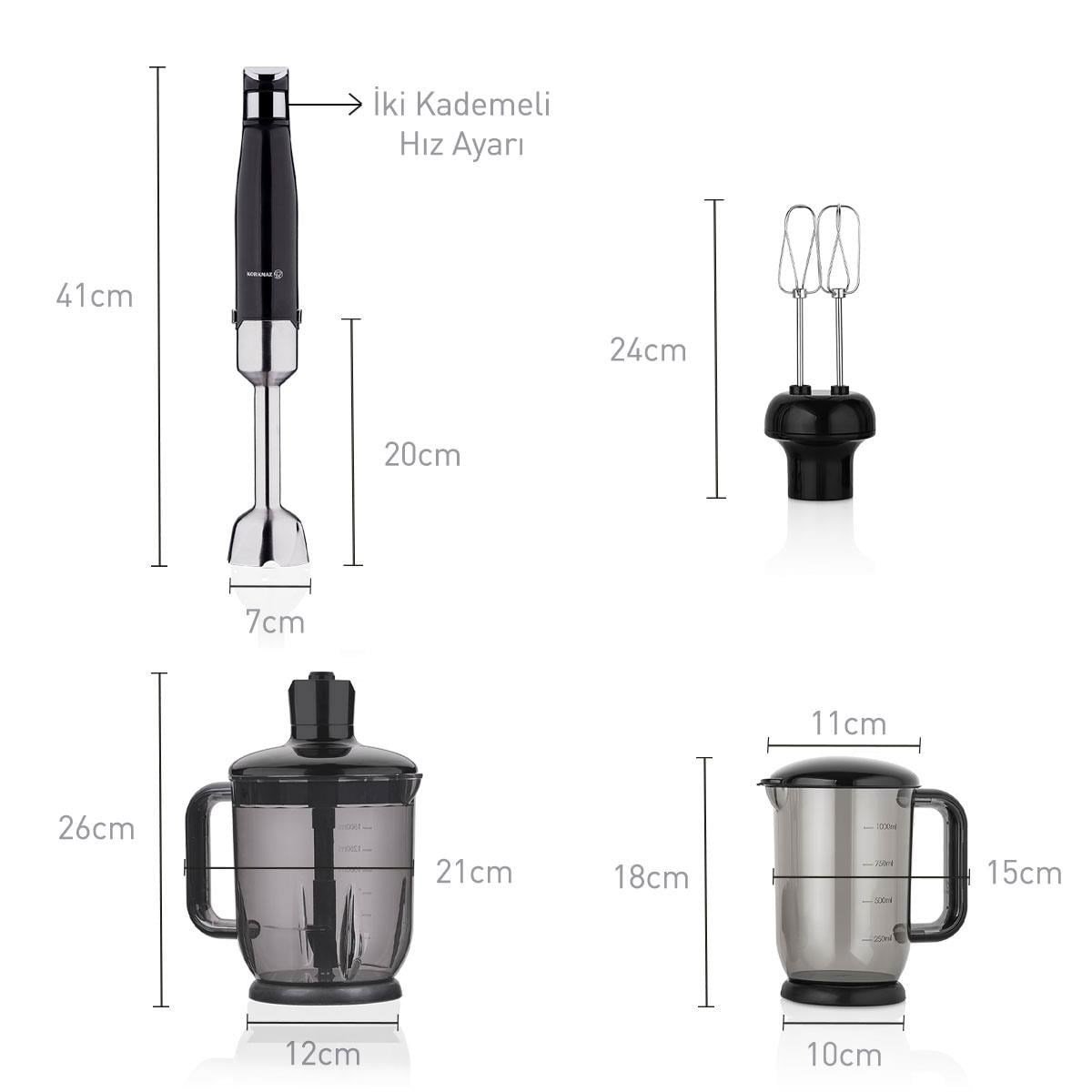 KORKMAZ Performix Mega Siyah Blender Seti (A449)
