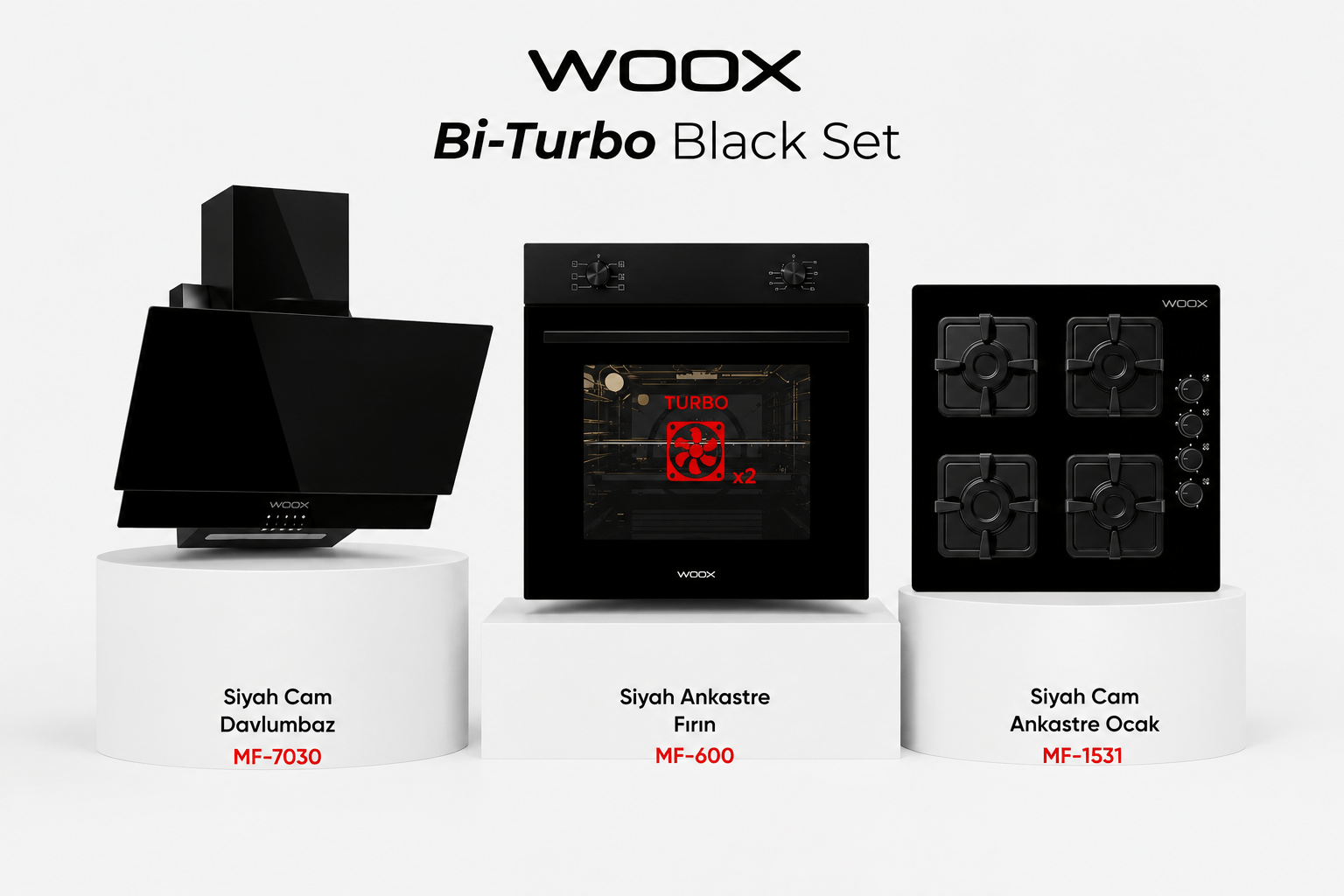 WOOX Bi-Turbo Black Ankastre Set
