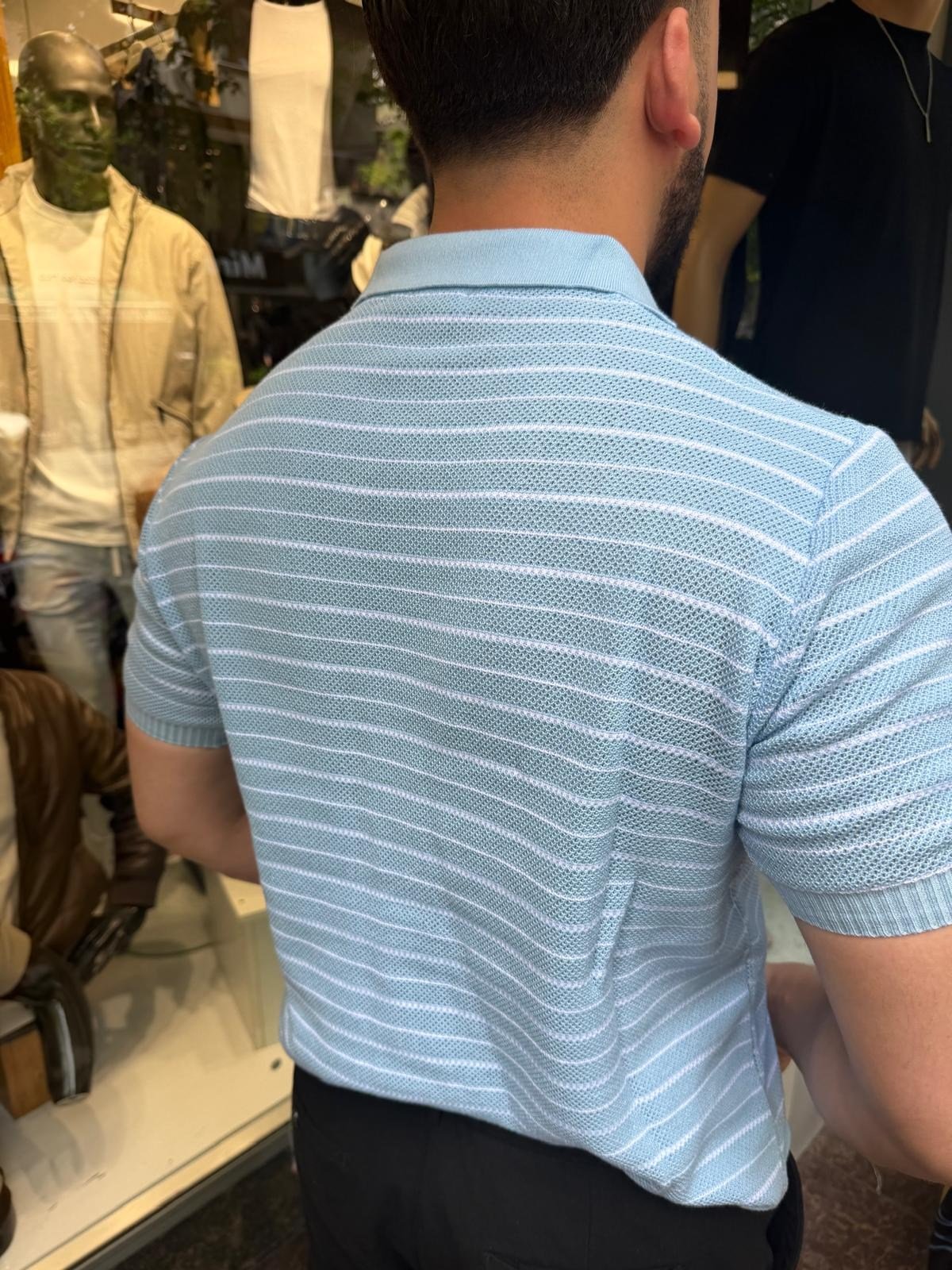 Örgü yakalı tshirt