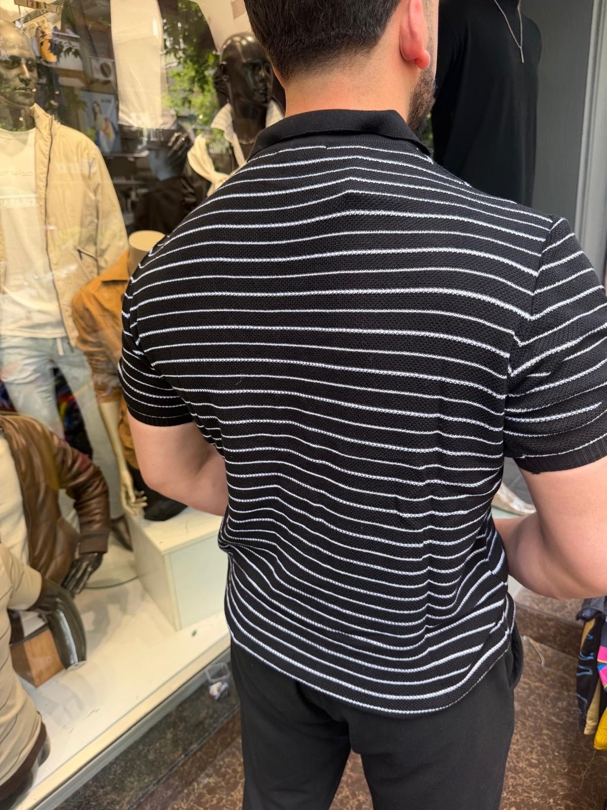 Örgü yakalı tshirt