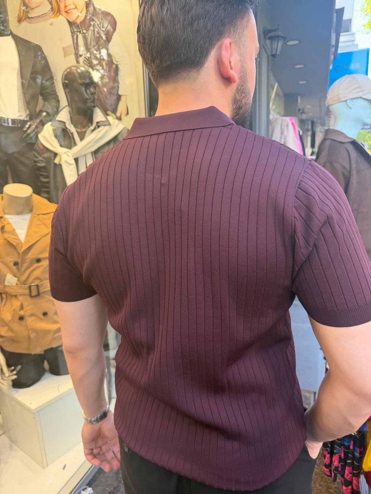 polo yaka fermuarlı triko