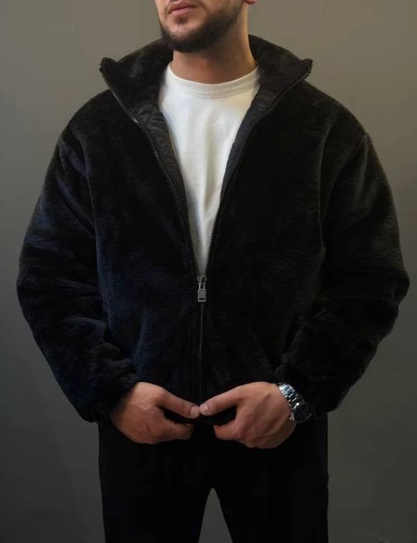 Siyah Peluş Mont