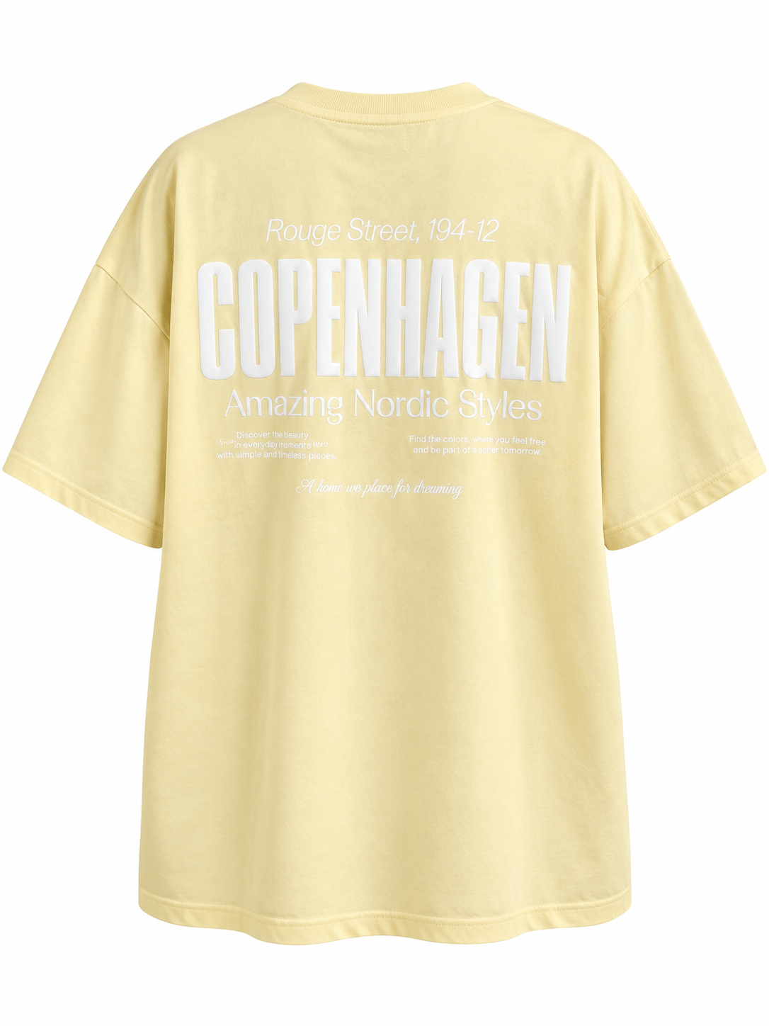 Sarı Oversize Arkası Baskılı Pamuklu T-shirt