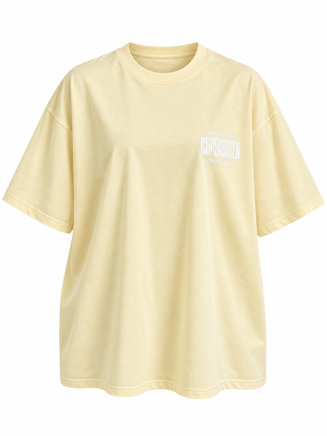 Sarı Oversize Arkası Baskılı Pamuklu T-shirt