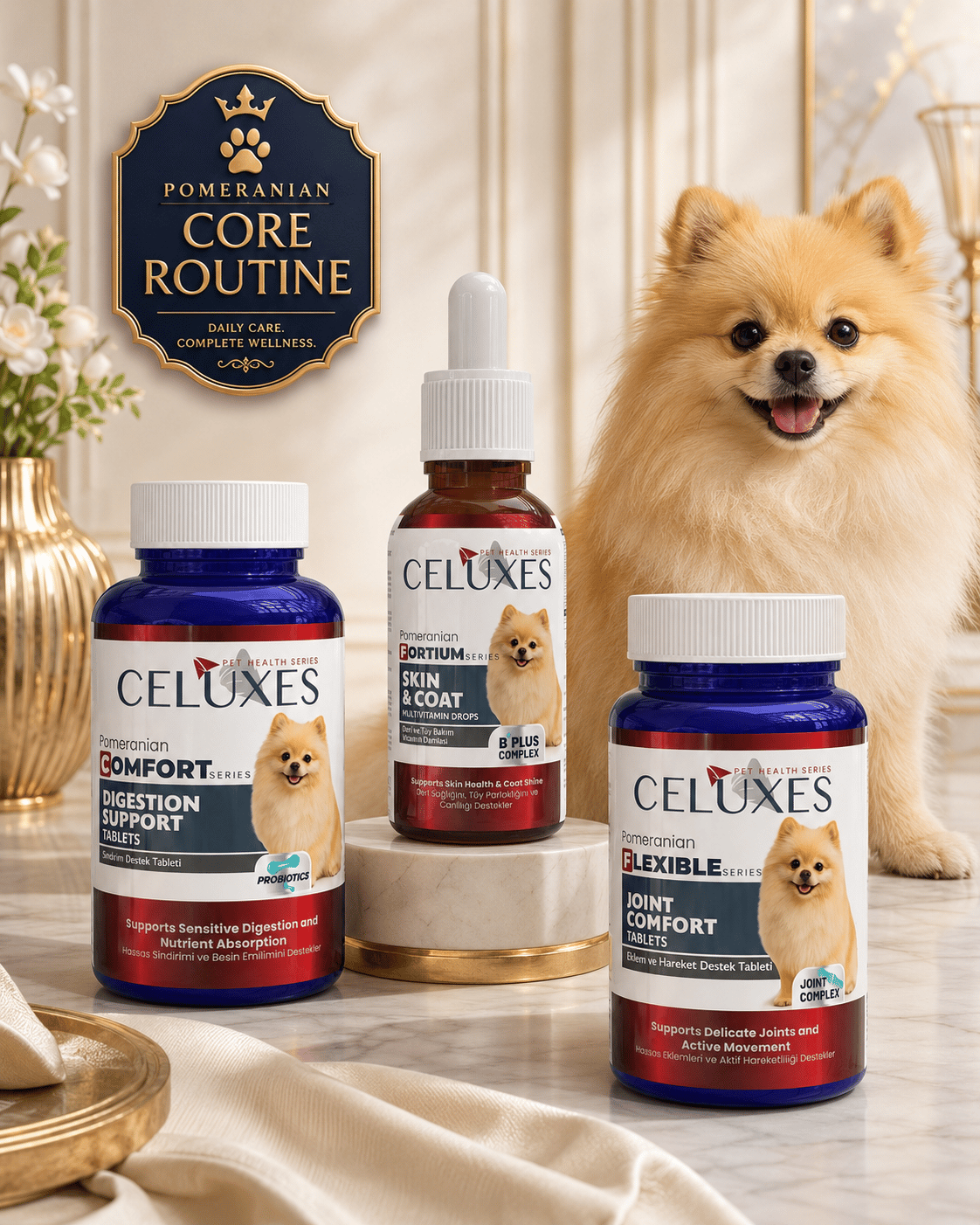Celuxes Pomeranian Core Routine Paketi | 3'lü Irka Özel Bakım Seti