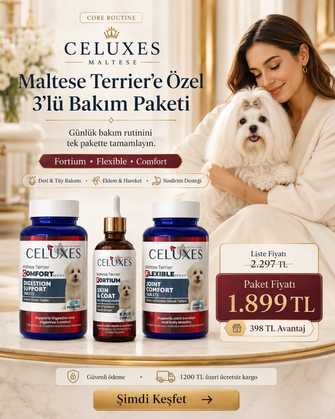 Maltese Terrier Core Routine 3'lü Bakım Paketi