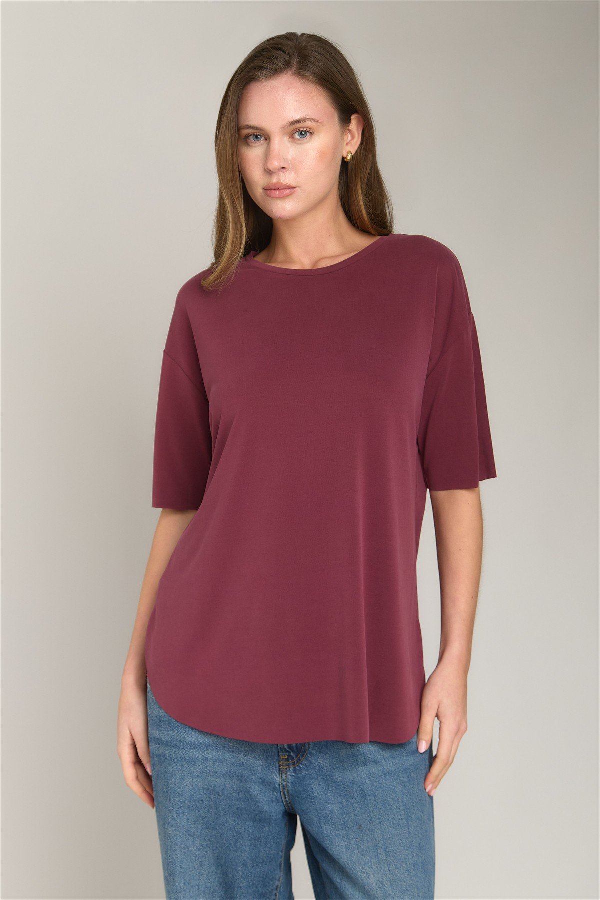 ADELE BASIC DİKİŞSİZ  TSHIRT - Bordo