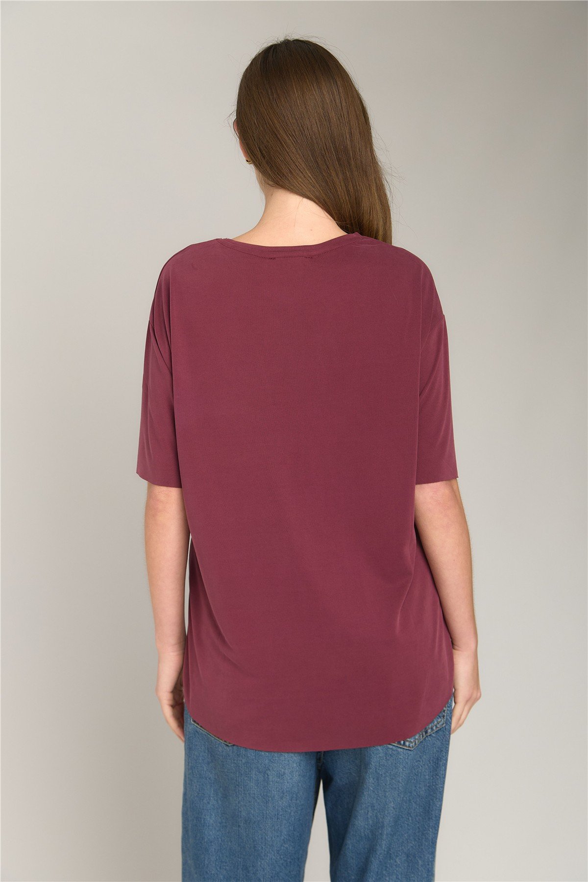 ADELE BASIC DİKİŞSİZ  TSHIRT - Bordo