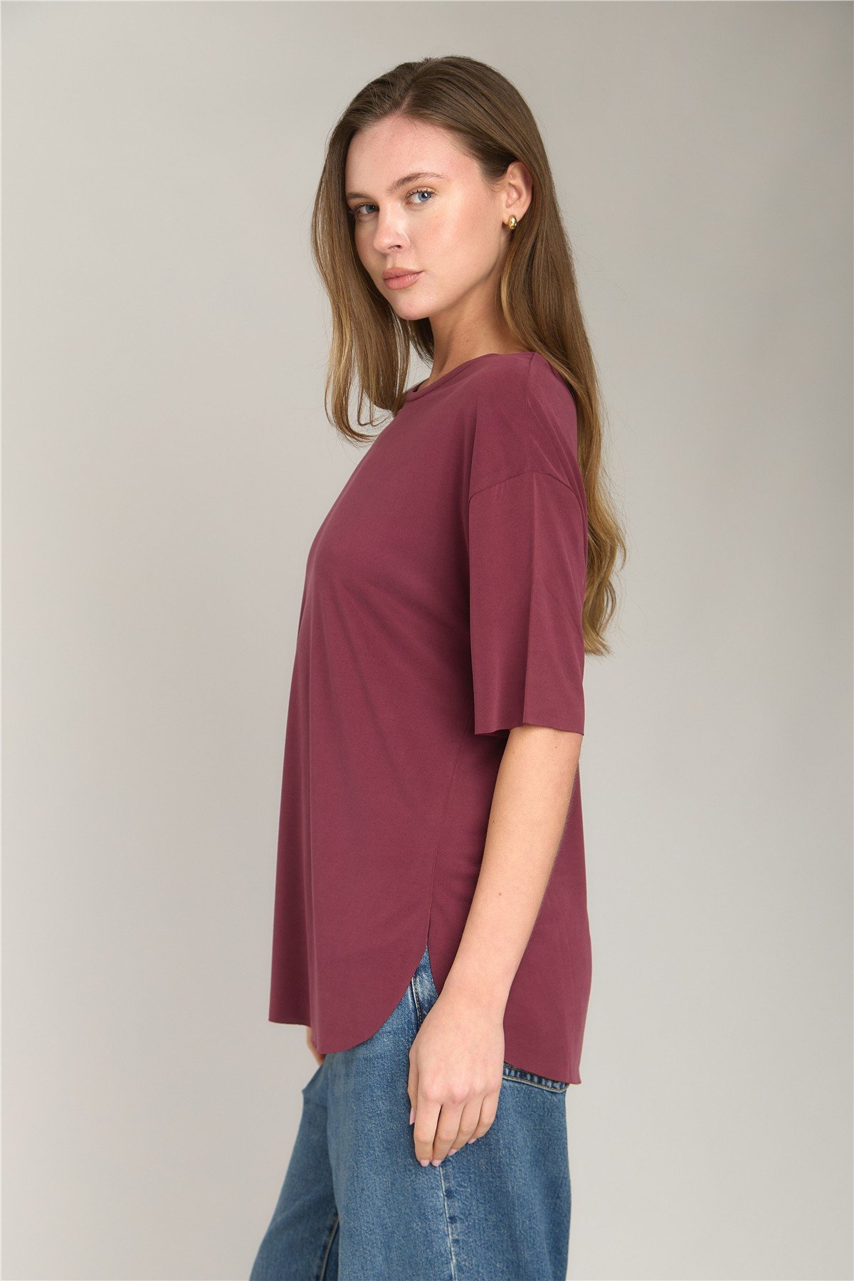 ADELE BASIC DİKİŞSİZ  TSHIRT - Bordo