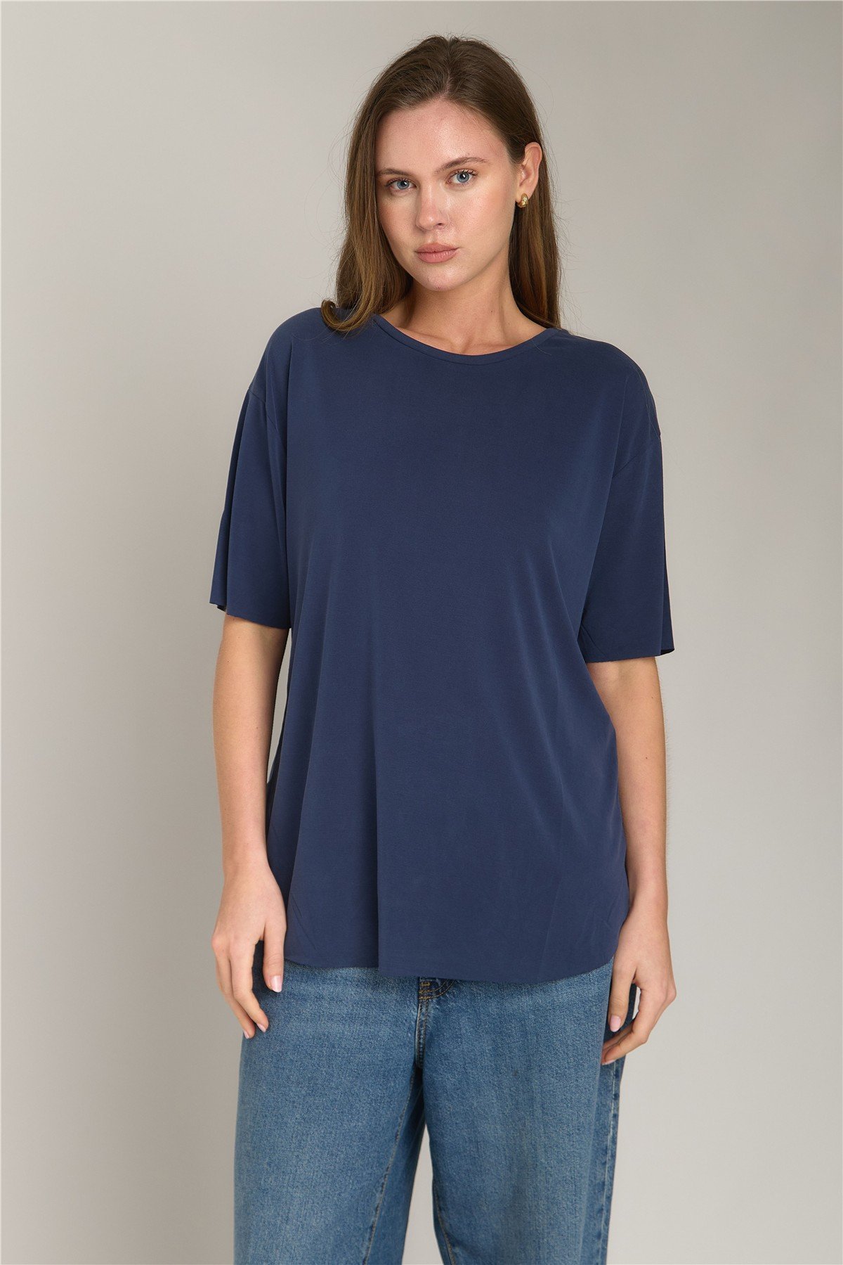 ADELE BASIC DİKİŞSİZ  TSHIRT - Lacivert