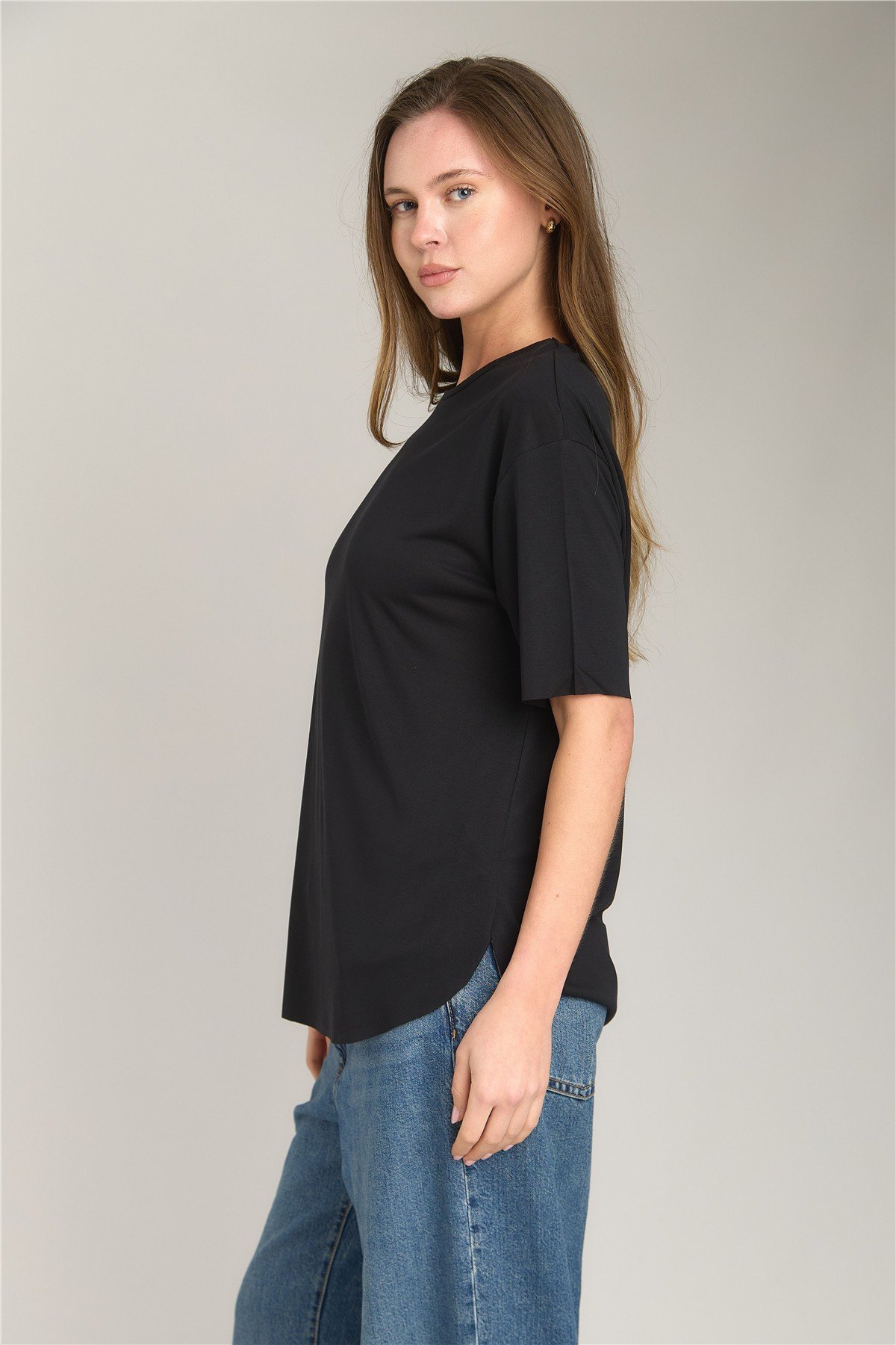 ADELE BASIC DİKİŞSİZ  TSHIRT - Siyah