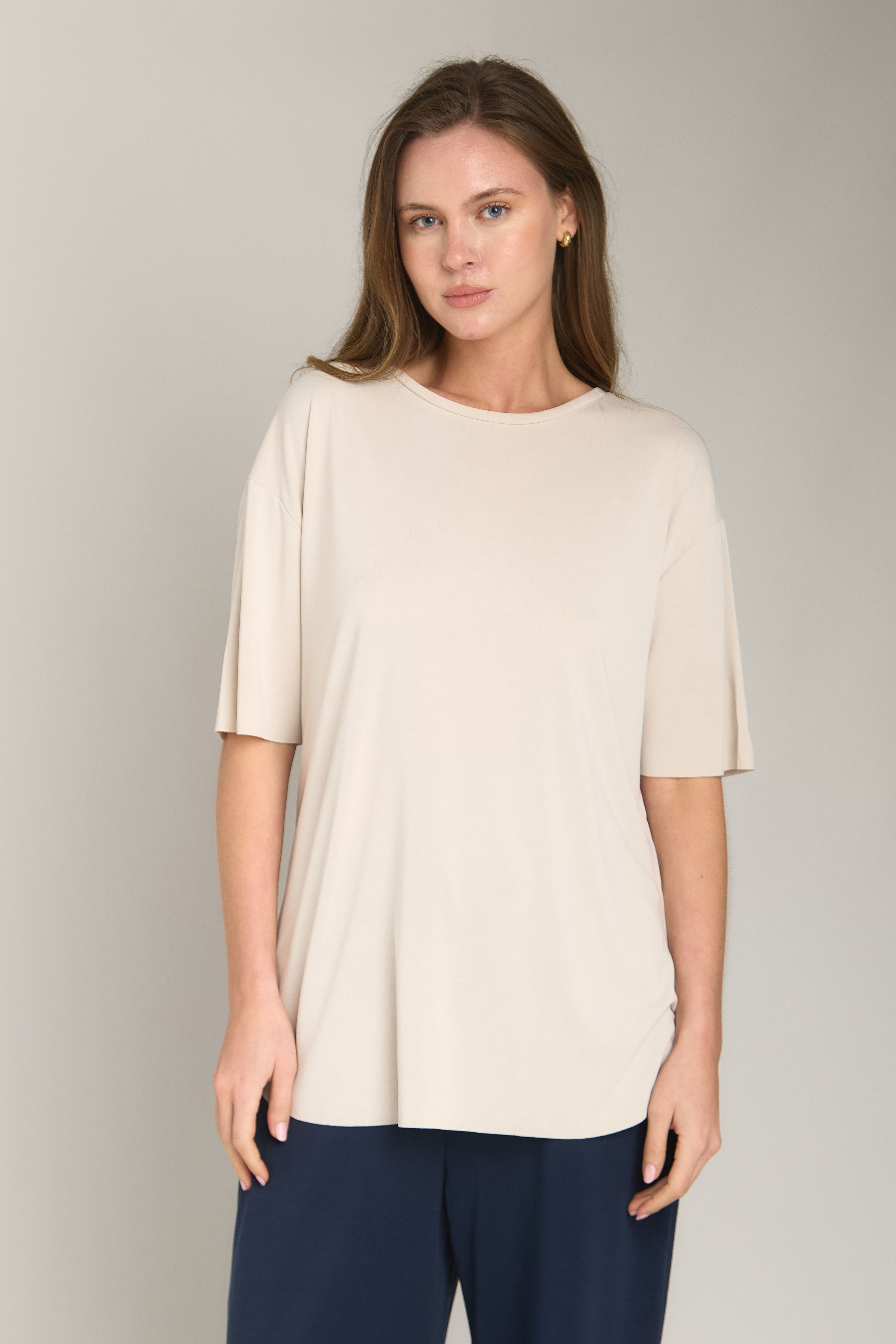 ADELE BASIC DİKİŞSİZ  TSHIRT - Taş