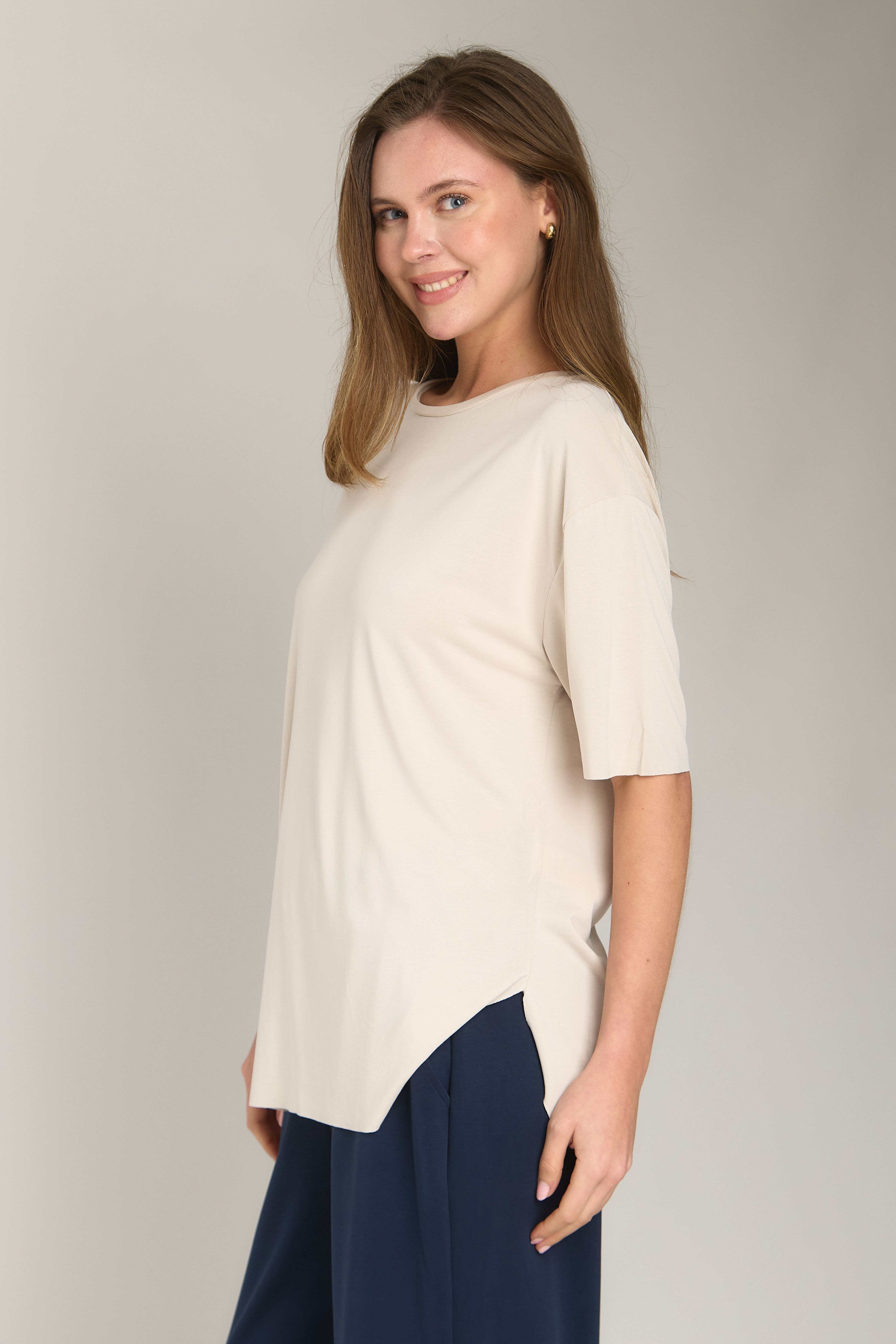 ADELE BASIC DİKİŞSİZ  TSHIRT - Taş