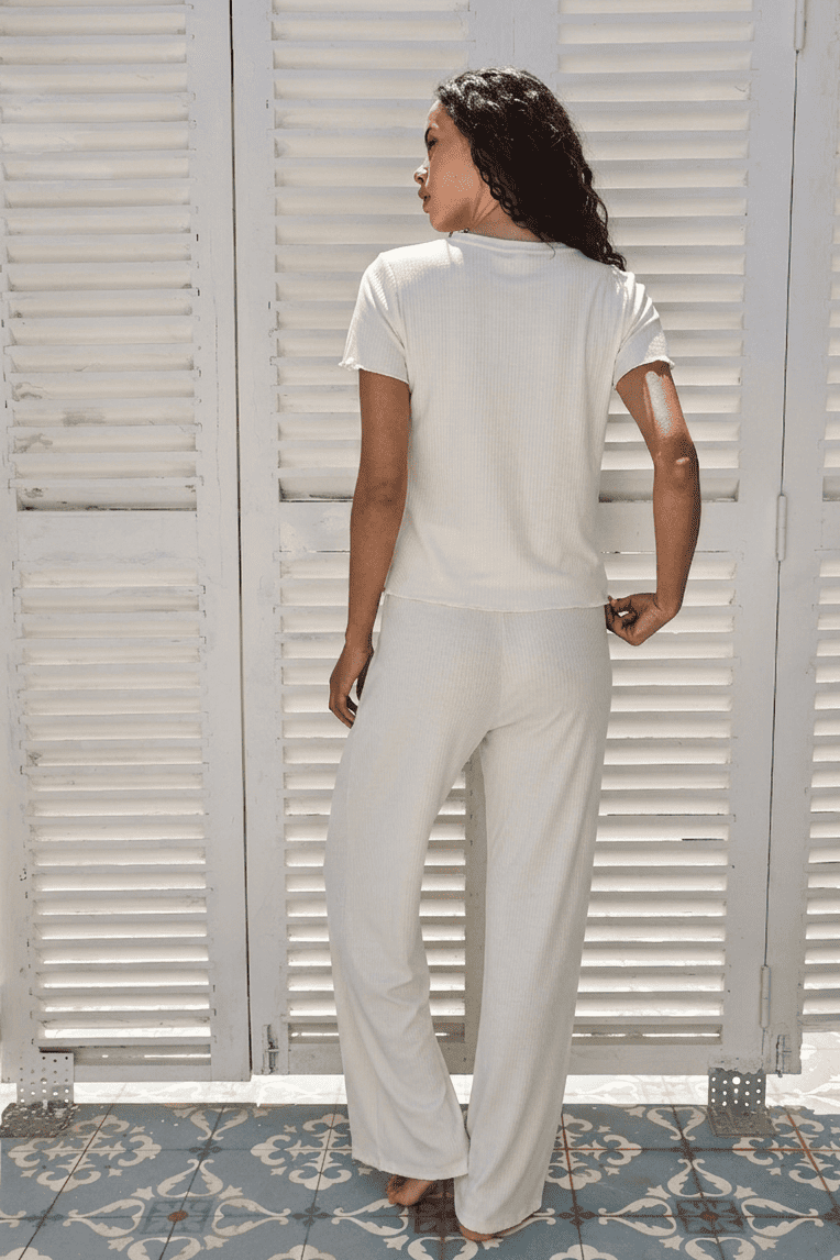DEBRA Modal Karışımlı Kaşkorse Pantolon Pijama Altı - Ekru