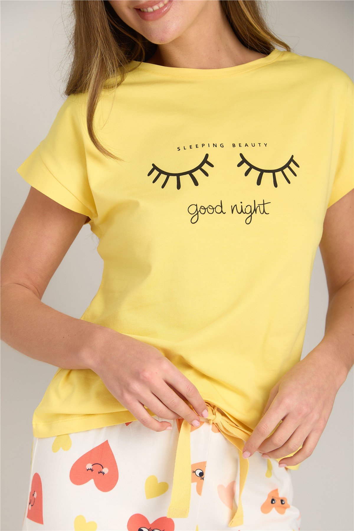 MAYA ÖRME KISA KOL TSHIRT PANTOLON SET