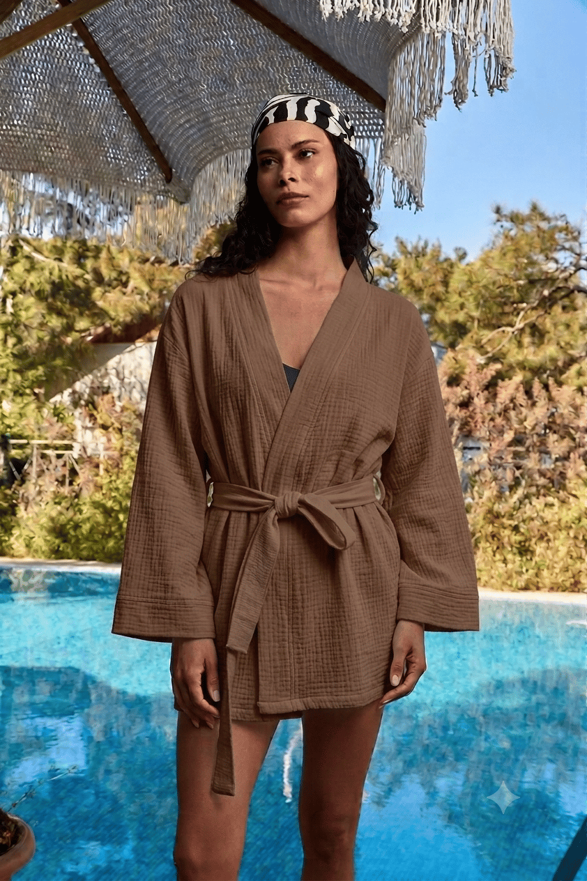 SERENA Müslin Kimono - Kahverengi