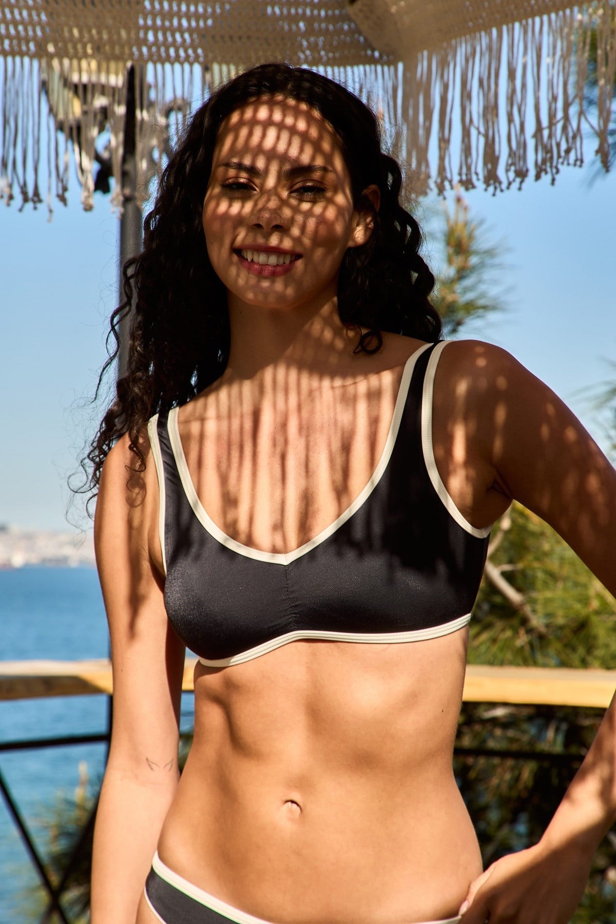 VIRGINIA Balconette Bikini Üst Sütyen - Siyah-Beyaz