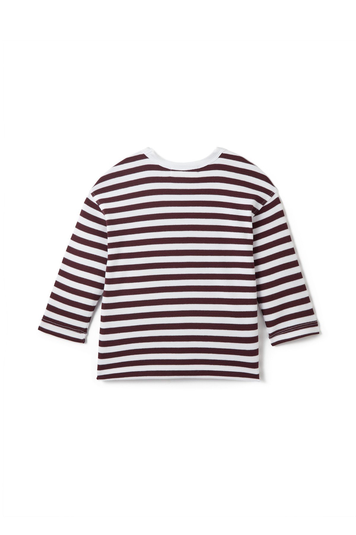 Bordo Çizgili Basic Tişört