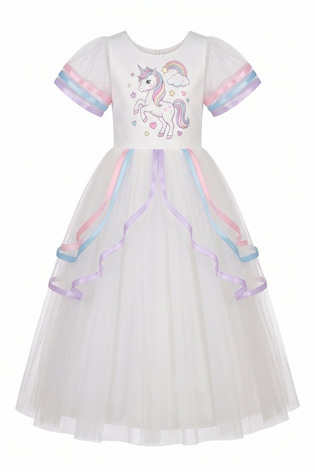 Rainbow Unicorn Tulle Elbise