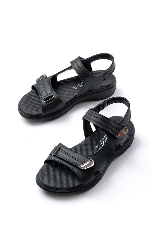 DM-363  Siyah Baret Cırtlı Dikişli Günlük Kadın Sandalet