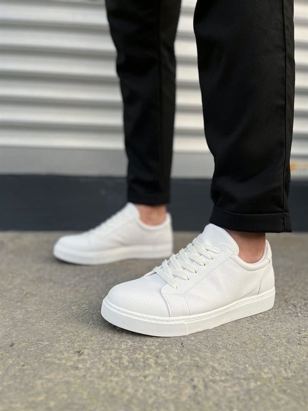 JY165 Elite Bağcıklı Cilt Erkek Günlük Sneaker Ayakkabı CBT - Beyaz