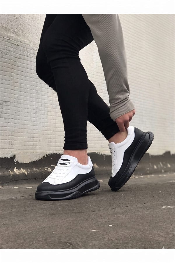 JY507 Alone Bağcıklı Cilt Erkek Günlük Sneaker Ayakkabı CST Beyaz/Siyah