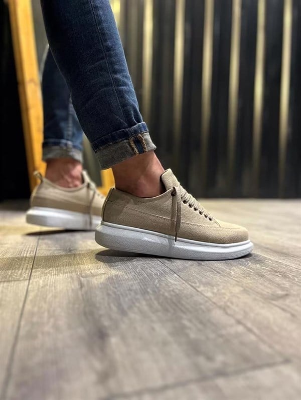 JY914 Drake Bağcıklı Süet Erkek Günlük Sneaker Ayakkabı SBT Krem