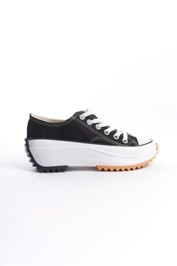 PARIS Bağcıklı Ortopedik Taban Kadın Sneaker Spor Ayakkabı  TBT - Siyah