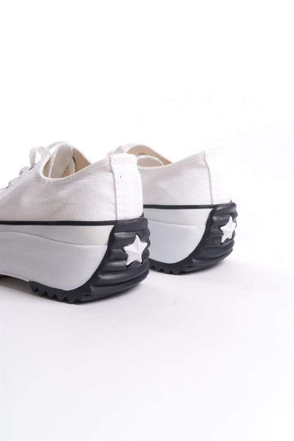 PARIS Bağcıklı Ortopedik Taban Kadın Sneaker Spor Ayakkabı  TBT - Beyaz