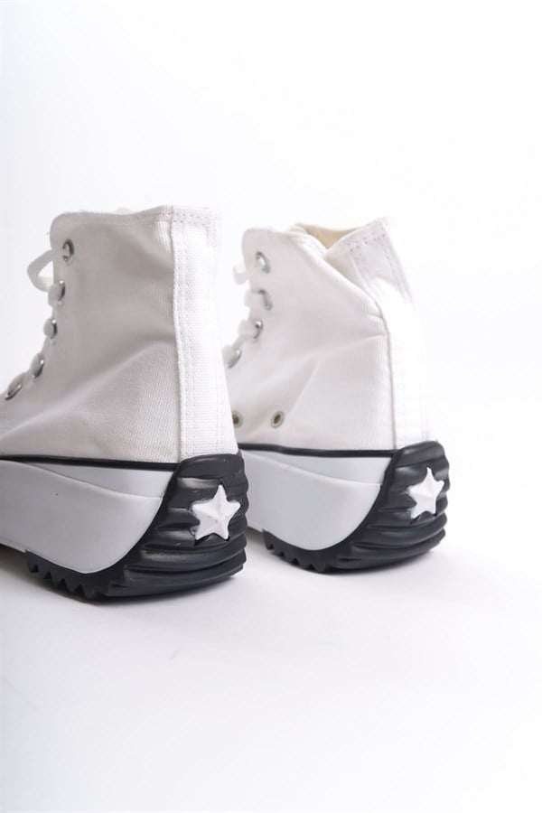 ROMA Bağcıklı Ortopedik Taban Kadın Sneaker Spor Ayakkabı TBT - Beyaz