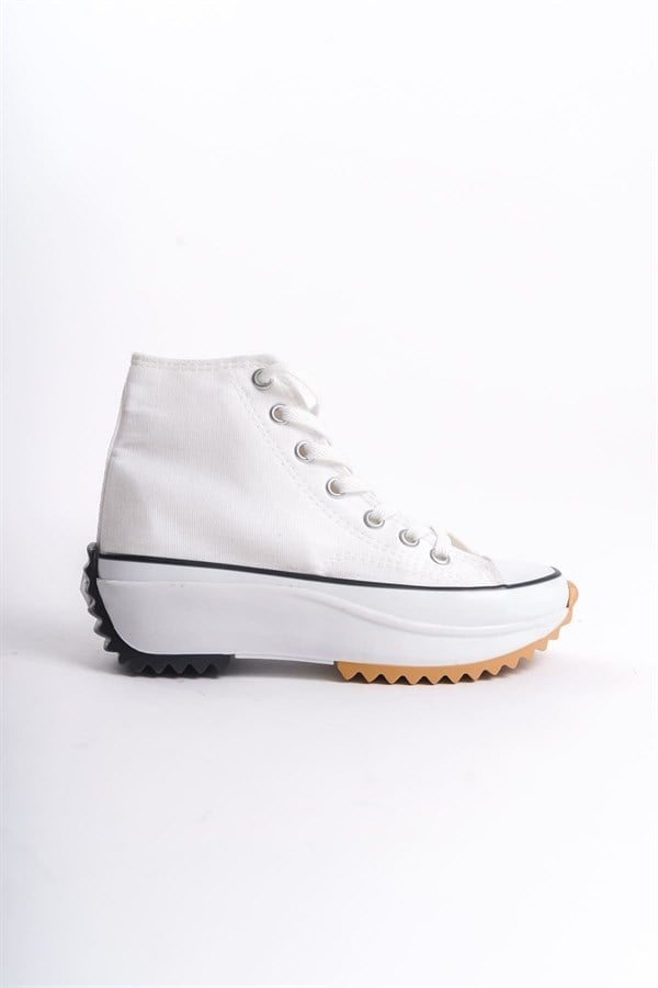ROMA Bağcıklı Ortopedik Taban Kadın Sneaker Spor Ayakkabı TBT - Beyaz