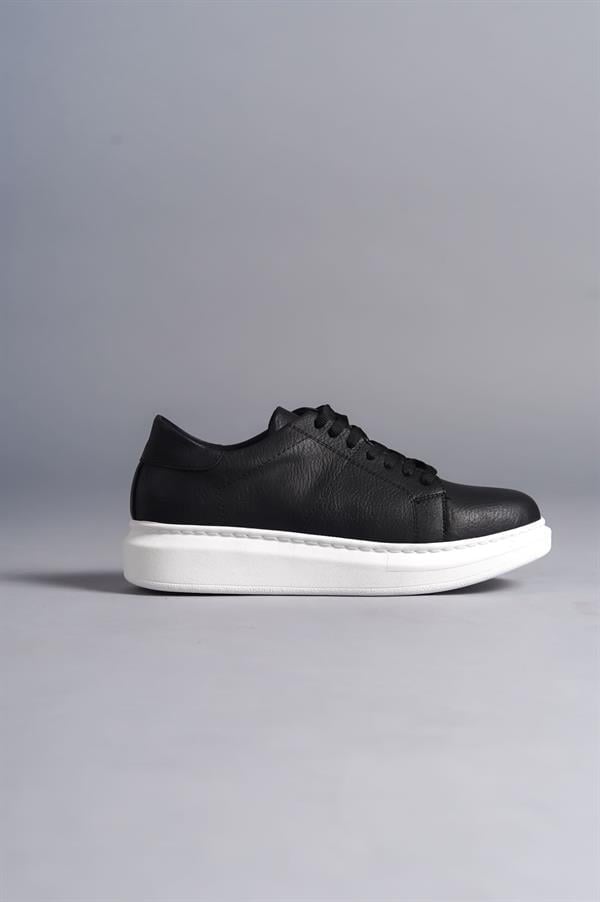 SLW151 Boost Bağcıklı Cilt Erkek Günlük Sneaker Ayakkabı CBT - Siyah
