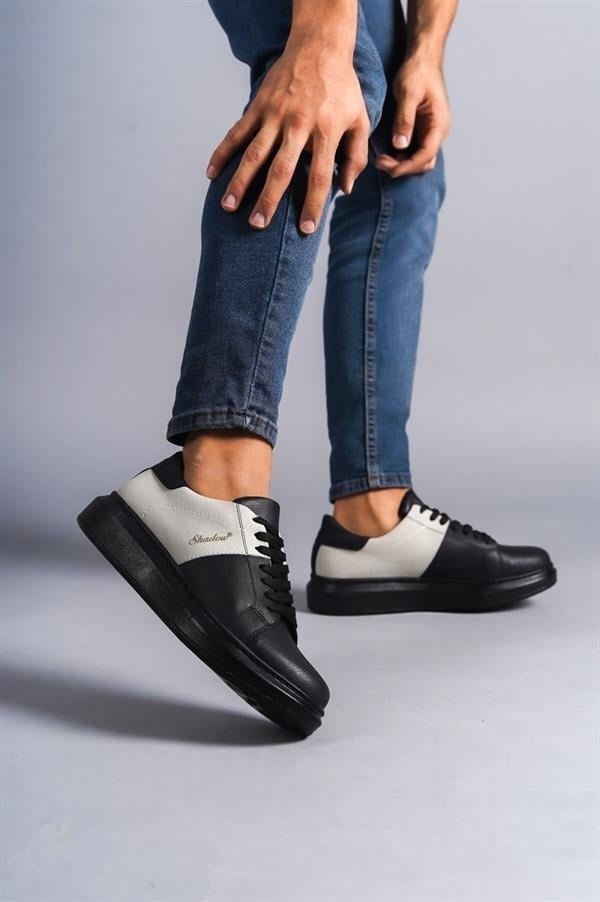 SLW151 Boost Bağcıklı Cilt Süet Erkek Günlük Sneaker Ayakkabı CSST - Siyah/Gri