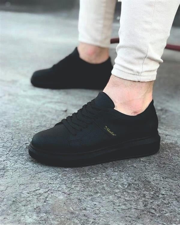 SLW151 Boost Bağcıklı Cilt Süet Erkek Günlük Sneaker Ayakkabı CSST - Siyah