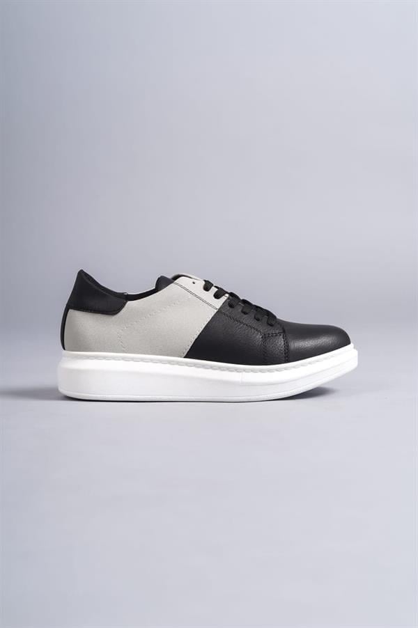 SLW151 Boost Bağcıklı Cilt Süet Erkek Günlük Sneaker Ayakkabı CSBT - Siyah/Gri