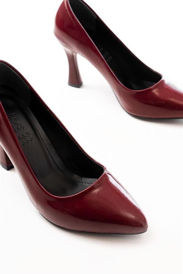 ST-001 Bordo Rugan Günlük 9 Cm Topuklu Bayan Stiletto Ayakkabı