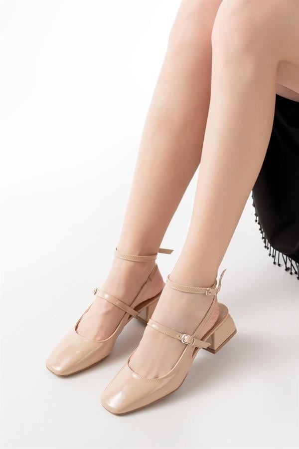 ST-003 Nut Rugan Günlük 4 Cm Topuklu Bayan Ayakkabı