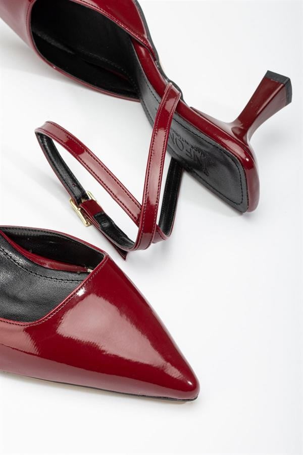 ST-004 Bordo Rugan Günlük 7 Cm Topuklu Bayan Ayakkabı