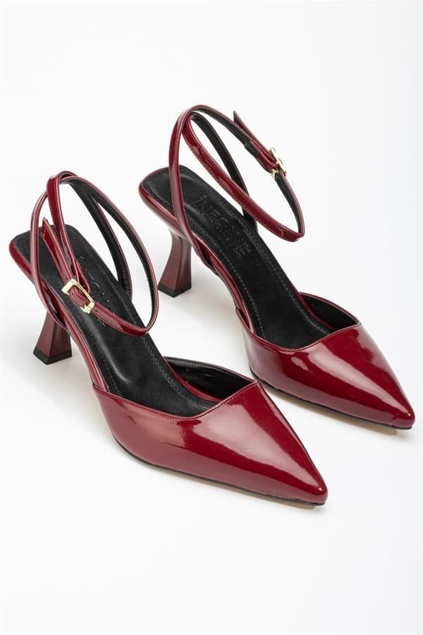 ST-004 Bordo Rugan Günlük 7 Cm Topuklu Bayan Ayakkabı