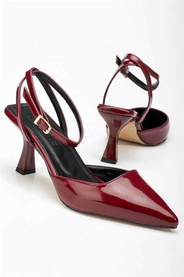 ST-004 Bordo Rugan Günlük 7 Cm Topuklu Bayan Ayakkabı