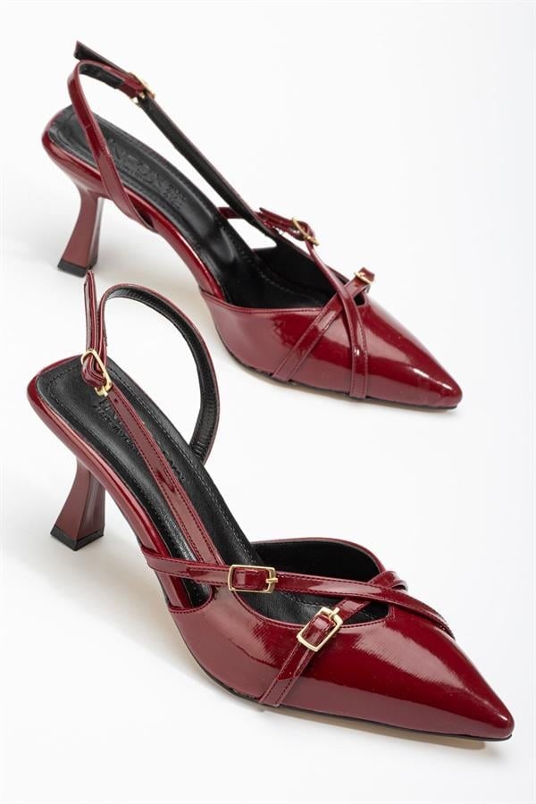 ST-005 Bordo Rugan Günlük 7 Cm Topuklu Bayan Ayakkabı