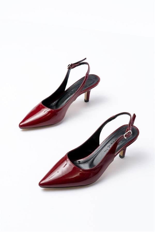 ST-1152 Bordo Rugan Günlük 7 Cm Topuklu Kadın Ayakkabı