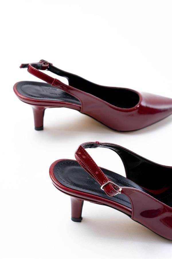 ST-1152 Bordo Rugan Günlük 7 Cm Topuklu Kadın Ayakkabı