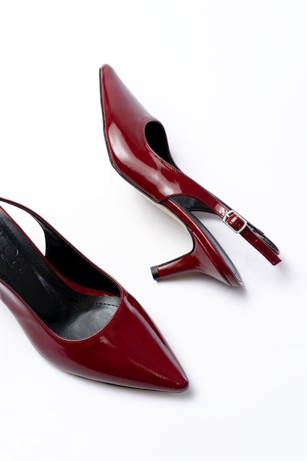 ST-1152 Bordo Rugan Günlük 7 Cm Topuklu Kadın Ayakkabı