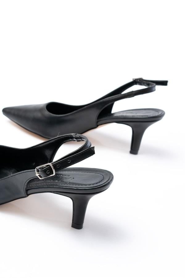 ST-1152 Siyah Günlük 7 Cm Topuklu Kadın Ayakkabı