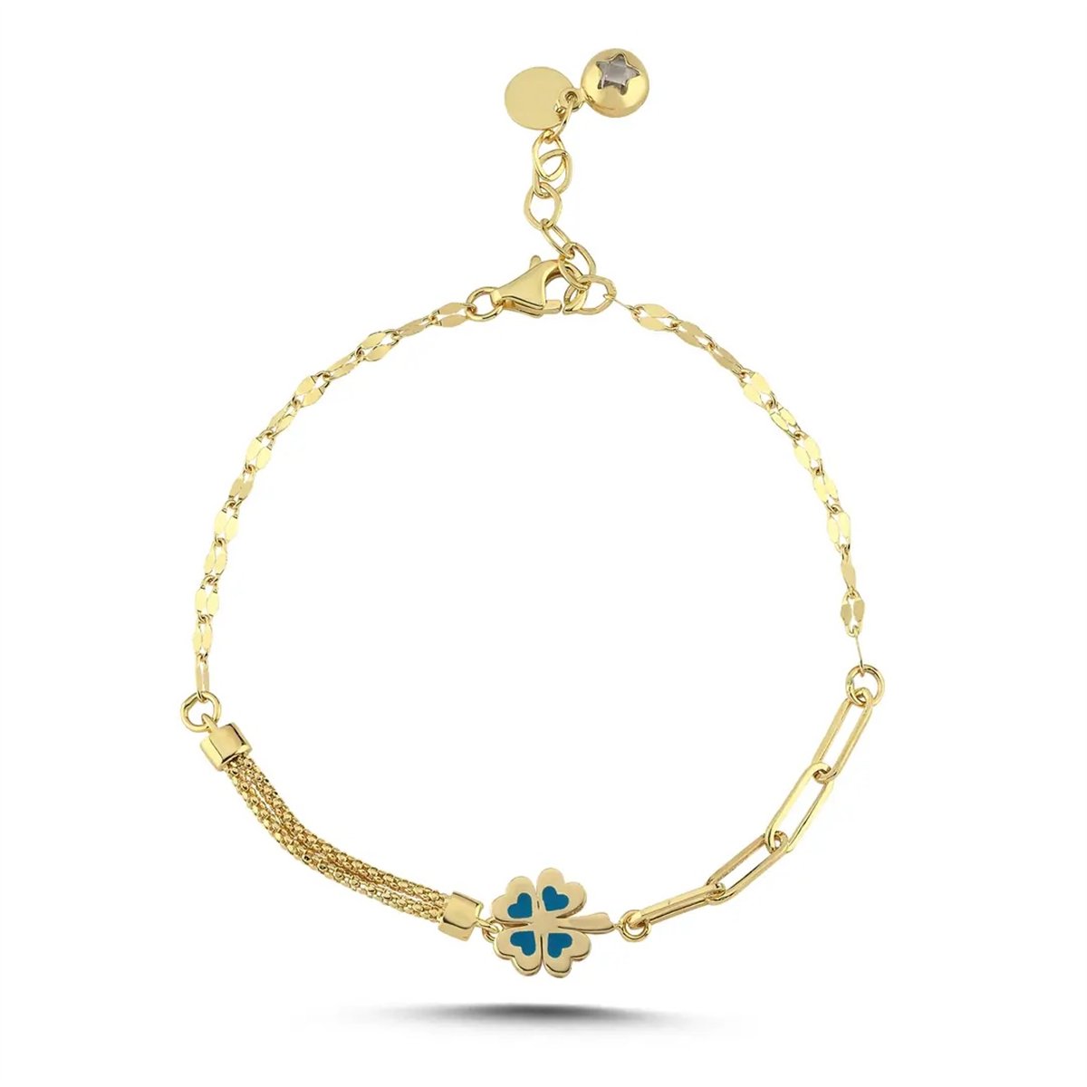 Mineli Altın Yonca Bileklik