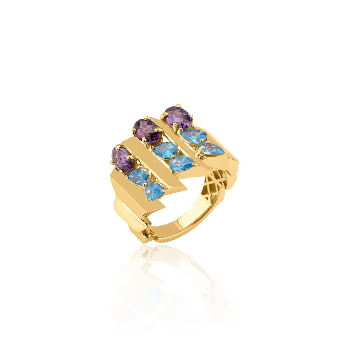 Regold Renkli Taşlı 4'lü Set