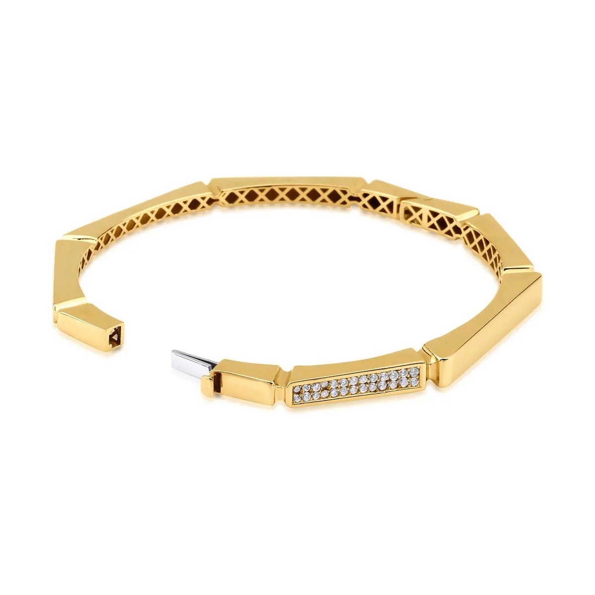 Regold Taşlı Dikdörtgen Kelepçe